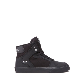 Supra Kids VAIDER Black/Silver/black High Top Shoes | CA-20847